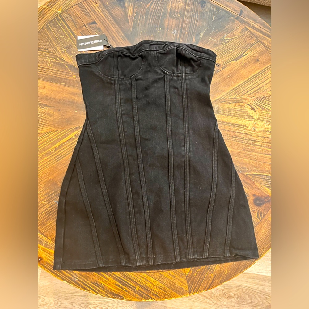 NWT!! Black Denim Strapless Dress